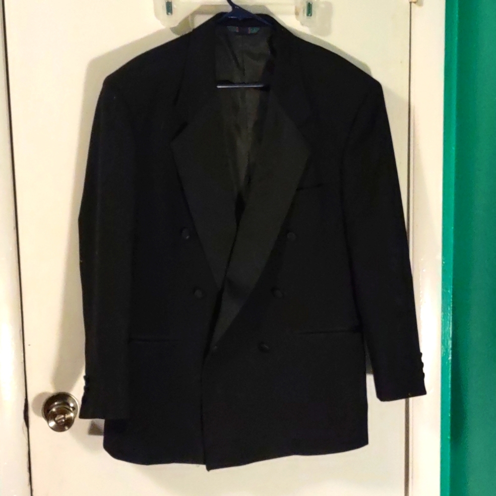 Wool and Satin double breasted tuxedo jacket